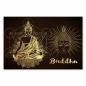 Preview: Goldene Illustration: Meditierender Buddha mit Mandala & geometrischen Formen.