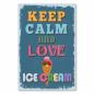 Preview: Retro-Poster in Blau: "Keep Calm and Love Ice Cream" mit Eiswaffel.