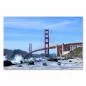 Preview: Golden Gate Bridge in San Francisco, blauer Himmel und tosende Wellen im Hintergrund.