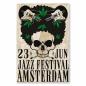 Preview: Totenkopf, Gitarren, Cannabisblätter - Bild für ein Jazz Festival in Amsterdam.