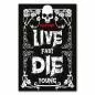 Preview: Totenkopf, Rosenranken & "New York Live Fast Die Young", Schwarz-Weiß.