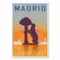 Preview: "Madrid" - ein Retro-Reiseposter mit dem Wahrzeichen der Stadt, dem Bären am Erdbeerbaum, im Stil der 50er Jahre.