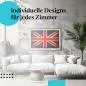 Preview: Schlafzimmer Deko: Modernes Schlafzimmer mit "Union Jack Flagge" Poster. Wanddeko für England-Fans.