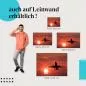 Preview: Flugzeug im Sonnenuntergang: Leinwandbild. Silhouette, rote Farben, wähle deine Größe!