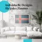 Preview: Schlafzimmer Deko: Modernes Schlafzimmer mit "Island Flagge" Poster. Wanddeko im Used-Look.