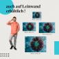 Preview: Löwenzahn: Leinwandbild. Samenkörbchen, Makro, Blau, abstrakt.