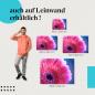 Preview: Pinke Gerbera: Leinwandbild. Makroaufnahme, zarte Blütenblätter, leuchtende Farben.