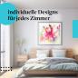 Preview: Schlafzimmer Deko: Modernes Schlafzimmer mit "Blume" Poster. Abstrakte Wanddeko in kräftigen Farben.