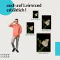 Preview: Schmetterling: Leinwandbild. Weiß, schwarz, Blätter. Wähle deine Größe.