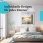 Preview: Schlafzimmer Deko: Romantisches Schlafzimmer mit "Sonnenuntergang" Poster. Traumhafte Wanddeko für Liebespaare.