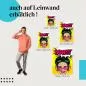 Preview: "Begeisterte Frau im Pop Art Stil" Leinwandbild. Finde die ideale Größe für dein Zuhause & setze Akzente mit Kunst!