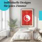 Preview: Yin Yang Poster: "Yin und Yang Symbol" - Rot & Strahlenmuster