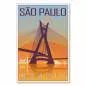 Preview: "São Paulo" - ein Retro-Reiseposter mit der berühmten Brücke und der Skyline der Stadt im Stil der 50er Jahre.