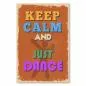 Preview: Vintage Poster in Orange: "Keep Calm and Just Dance" mit tanzender Figur.