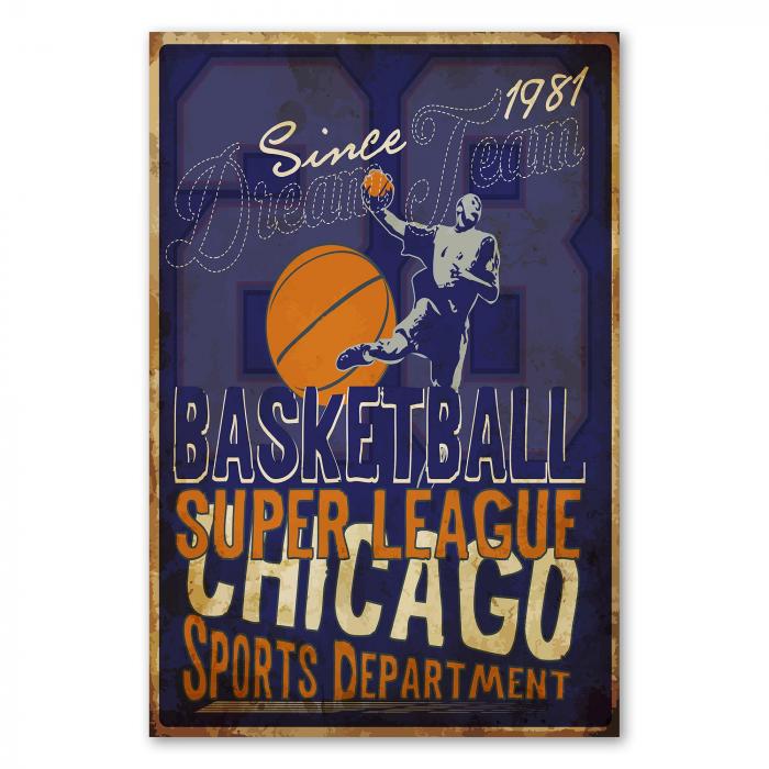 "Chicago Basketball Dream Team" - ein Retro-Poster im Vintage-Look für Basketball-Fans.