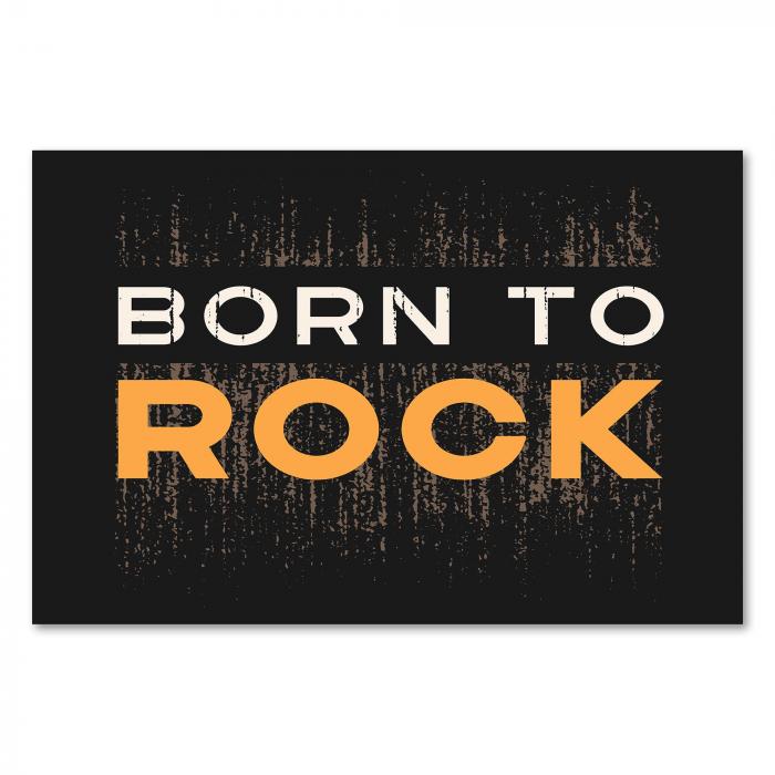 "Born to Rock" auf dunklem Hintergrund - rockiges Design für Musikliebhaber.