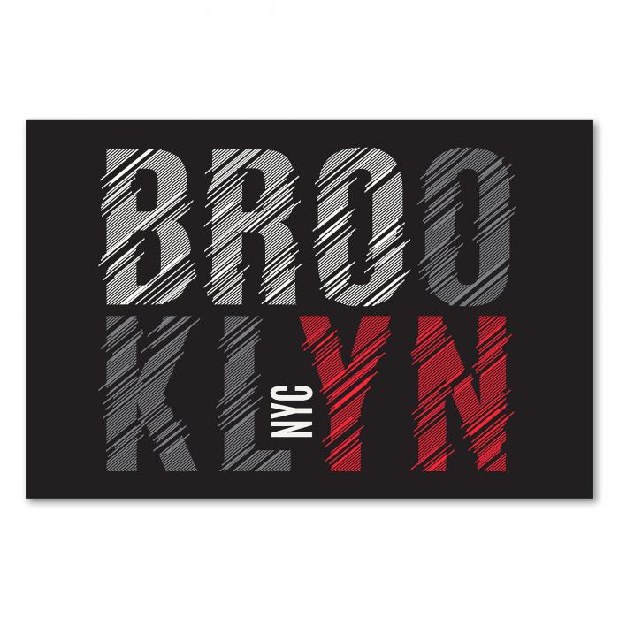 "Brooklyn NYC" in Rot, Grau & Weiß - modernes Typografie Design.