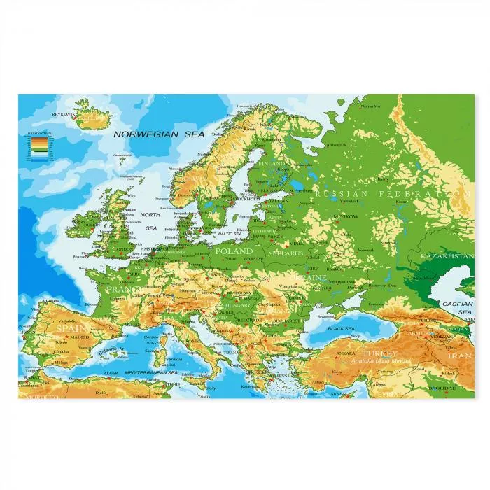 Detaillierte Karte Europas zeigt Länder, Hauptstädte, Flüsse, perfekt für Reiseplanung oder als Wanddeko!