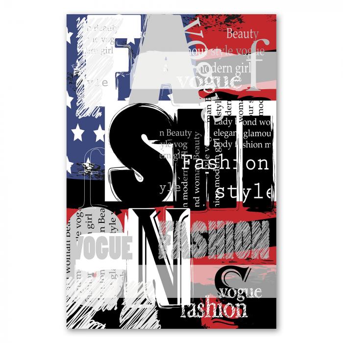 Abstrakte Typografie mit den Wörtern "Fashion" und "Style" im USA-Look.