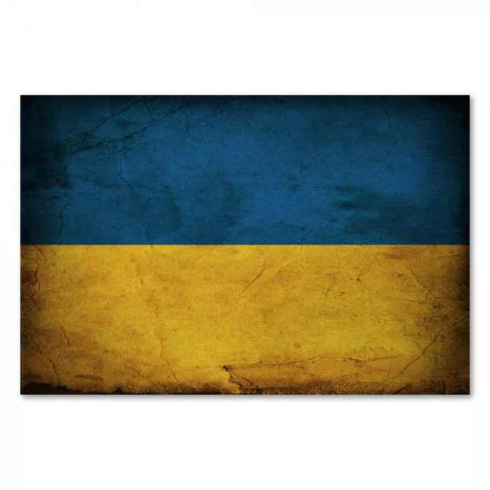 Ukrainische Flagge im Vintage-Look: Blau steht für den Himmel, Gelb für die Kornfelder.