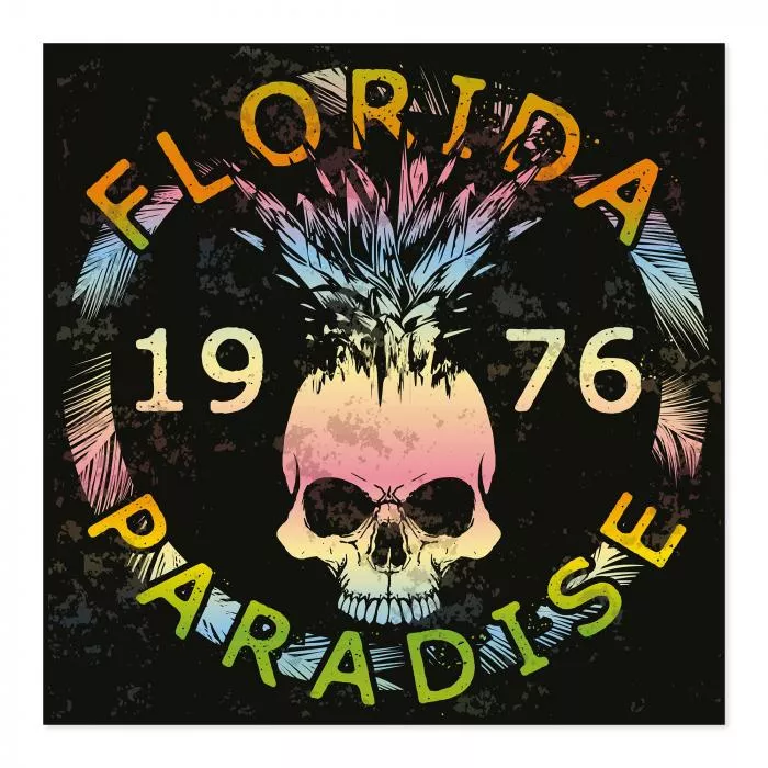 Totenkopf & Palmen, Schriftzug "Florida Paradise 1976".