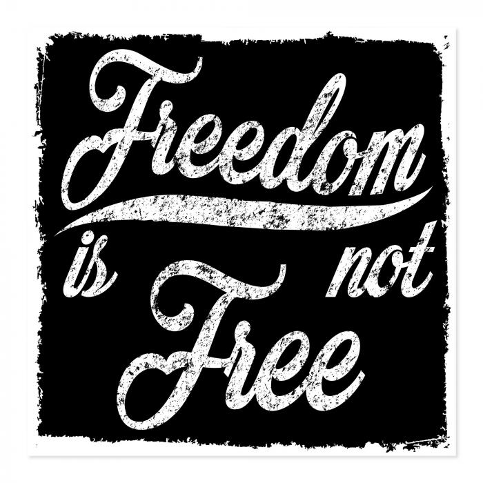 "Freedom is not free" - kraftvoller Schriftzug im Vintage-Stil.