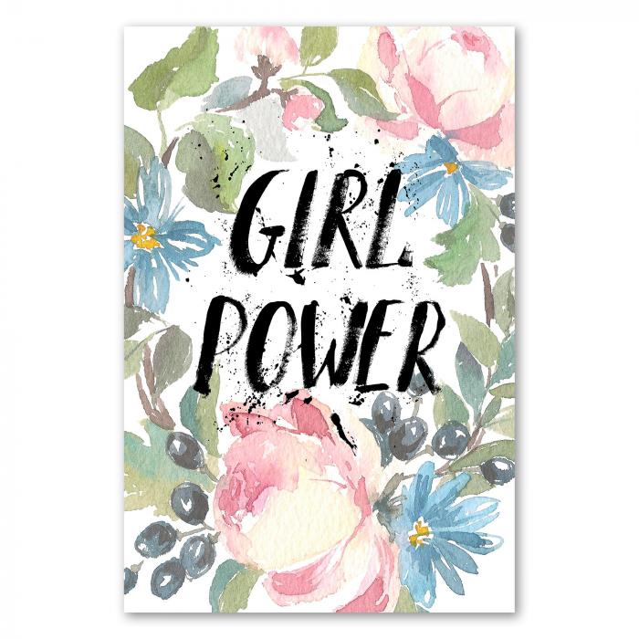 "Girl Power" - Schriftzug mit Blumenkranz, Stärke & Zusammenhalt von Frauen.