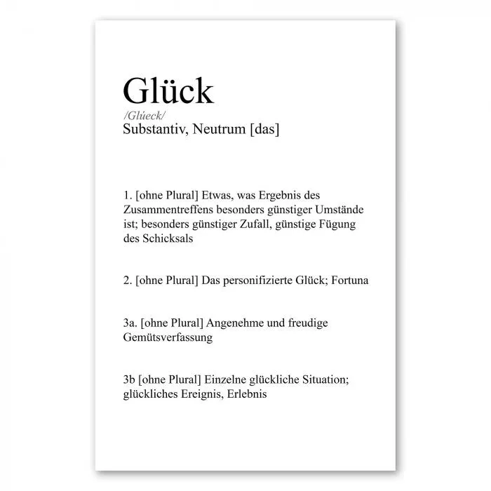 Definition "Glück": Positives Gefühl, Zufriedenheit, Wohlbefinden, Beispiele.