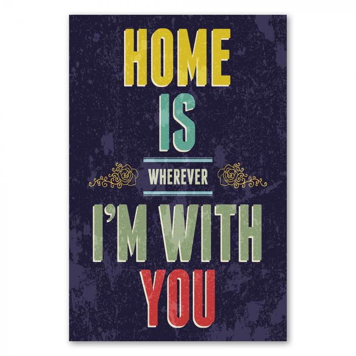 "Home is wherever I'm with you" - Ein romantisches Poster im Vintage-Stil, das die Liebe zum Partner ausdrückt.