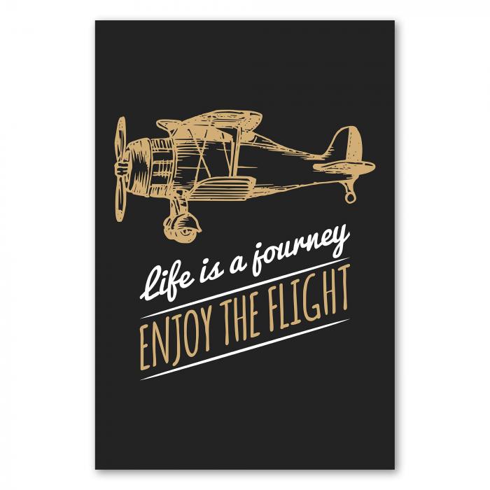 Nostalgischer Doppeldecker, Spruch "Life is a journey, enjoy the flight".