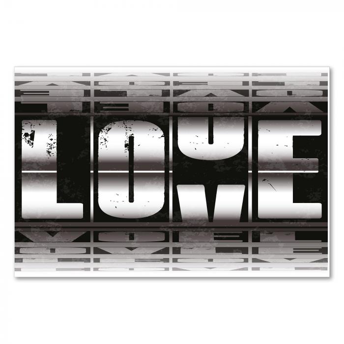 "Love" - zeitloser Schriftzug in Schwarz-Weiß & Retro-Optik.