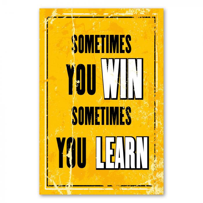 "Sometimes you win, sometimes you learn" – ein motivierendes Vintage-Poster für alle, die aus Fehlern lernen.