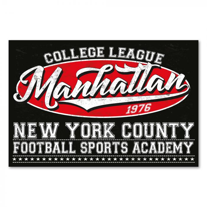 Vintage-Logo: Manhattan College League Football Sports Academy (NY), gegründet 1976.