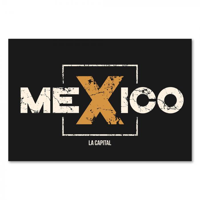 "Mexico La Capital" - stilvolle Schrift auf dunklem Hintergrund - Design für Mexiko-Fans.