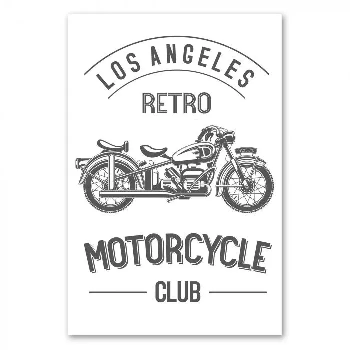 Vintage-Emblem: Motorrad Club (Los Angeles), klassisches Motorrad & Schriftzug.