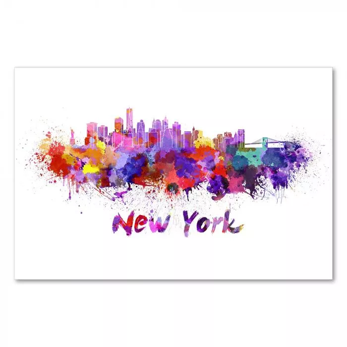 Die Skyline von New York City im Aquarell-Look – ein abstraktes Motiv für Designprojekte und Reiseliebhaber.