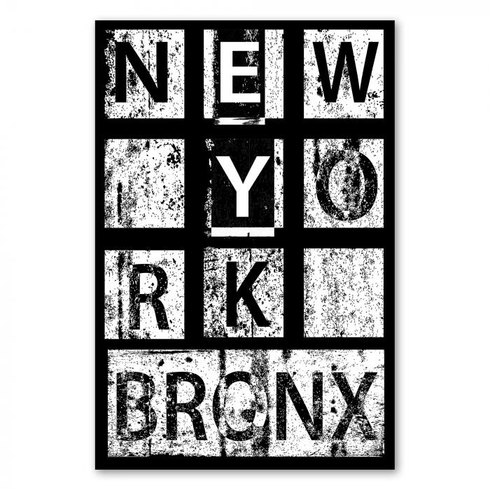 Der Name "New York Bronx" im Used-Look.