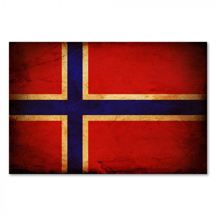 Norwegische Flagge im Grunge-Stil: Inspiriert von der dänischen Flagge, symbolisiert sie die enge historische Verbindung.