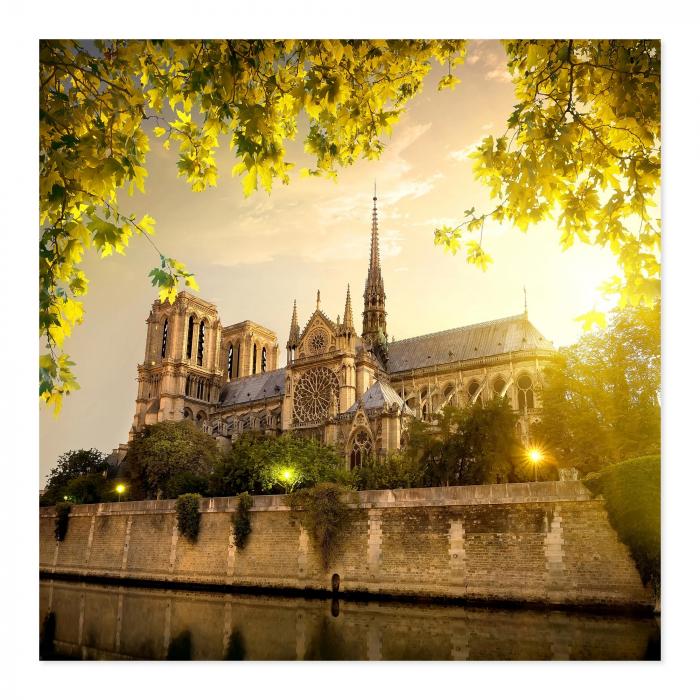 Kathedrale Notre Dame in Paris, Morgensonne, gotische Architektur, malerisch.