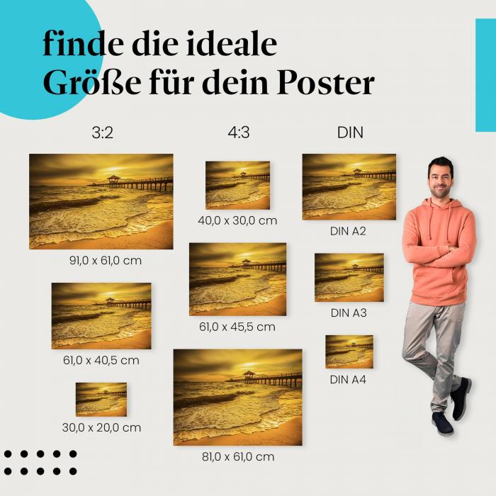 Sonnenuntergang am Strand Poster: Romantische Stimmung!