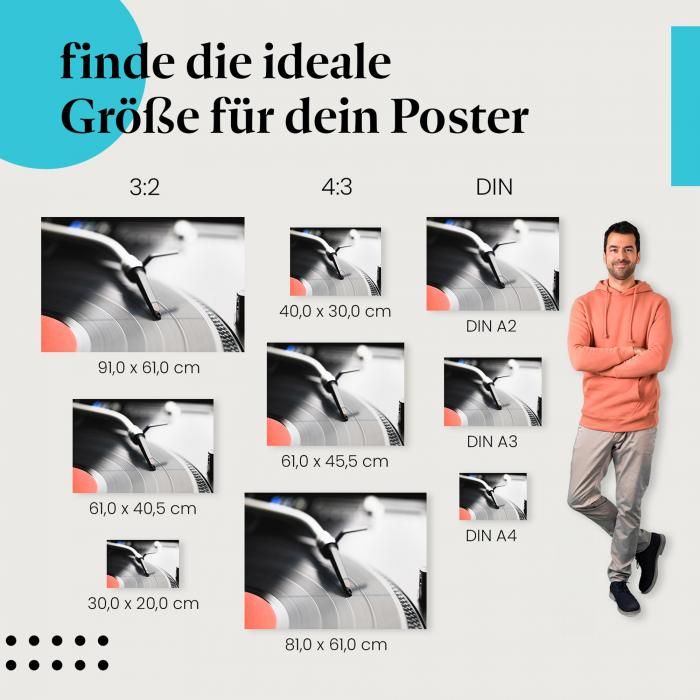 Schallplattenspieler, Poster: Nahaufnahme.