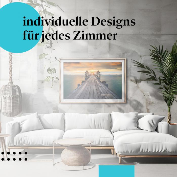 Schlafzimmer Deko: Modernes Zimmer mit "Weg zum Tempel" Poster. Wanddeko für Reisefans.