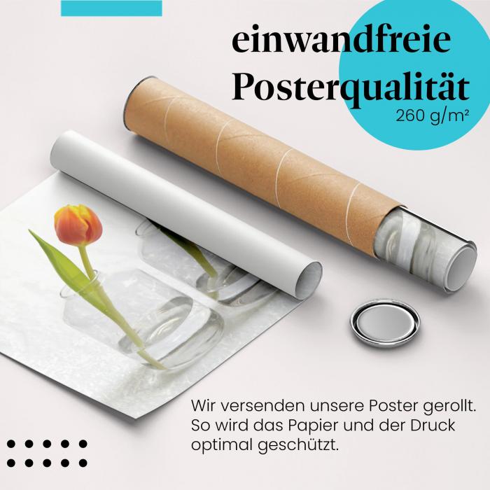 Gerolltes Poster "Tulpen". Frühlingsblumen, sicher verpackt.