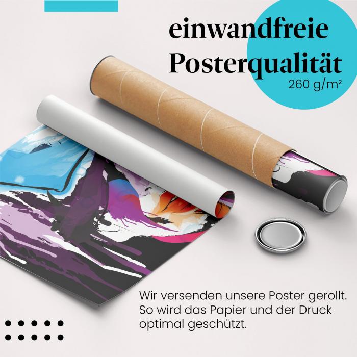 Gerolltes Poster "Frau mit Hut", abstrakt.