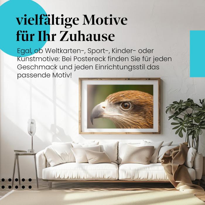 Leinwandbild "Adler": Nahaufnahme, scharfer Blick - Stärke & Majestät.