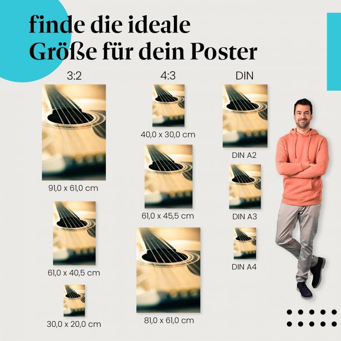 Akustikgitarre Poster: Musik Poster - jetzt Postergröße wählen.