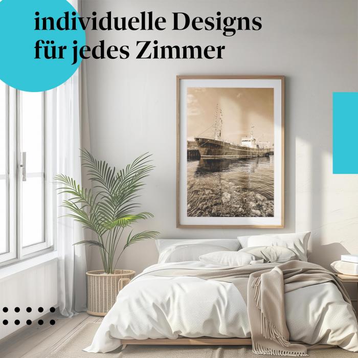 Schlafzimmer Deko: Nostalgie mit "Fischerboot" Poster