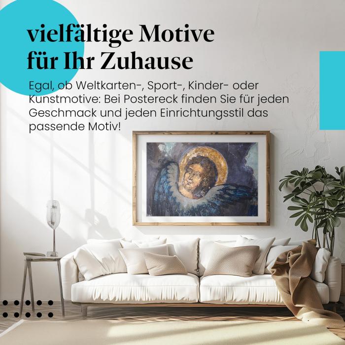 Stylisches Leinwandbild: Antiker Engel - Fresko aus vergangenen Zeiten.