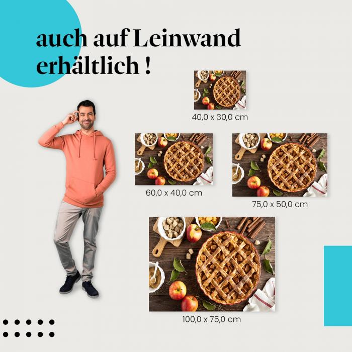 Apfelkuchen: Leinwandbild. Gitterteig, Zimt.