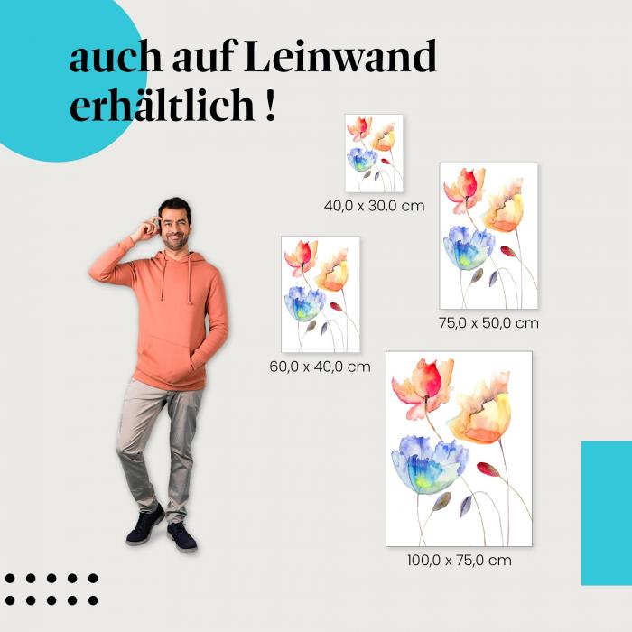 Leinwandbild "Farbenfrohe Aquarellblumen": Frühling & Leichtigkeit für deine Wand